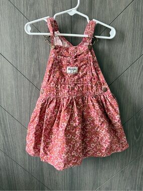 OshKosh B’gosh Pink Corduroy Floral Overall Dress
